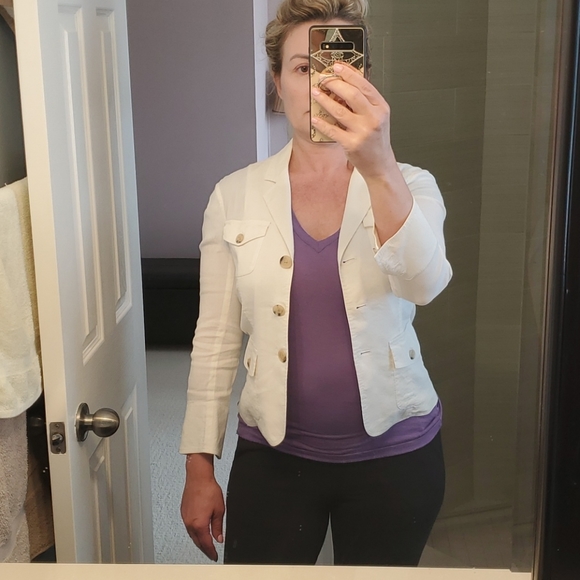 Theory White Linen Jacket Size 4 - Picture 10 of 10